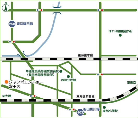 ジャンボエンチョー磐田店のアクセスマップ