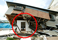 写真：建物倒壊時に形を維持するシェルター