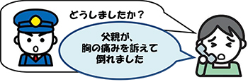 イラスト：具合の悪い方の症状を伝える