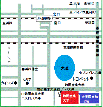 地図：天平のまち（駅前市政情報コーナー・磐田市民ギャラリー・磐田スポーツ交流プラザ）のアクセスマップ