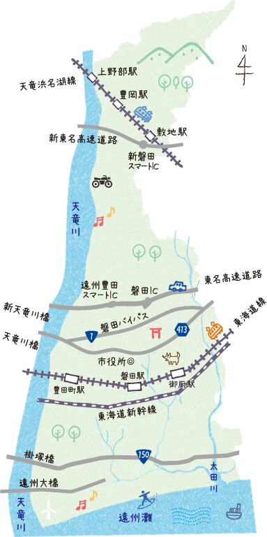 イラスト：磐田市の地図